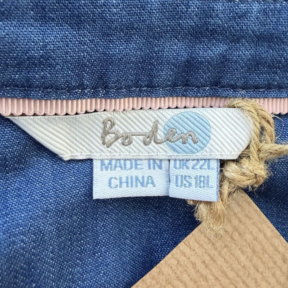 Boden Womens Denim Dress Button Down Flare Skirt Size 18 Long NWT Summer Casual - Picture 4 of 9